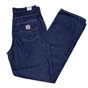 Carhartt Flame Resistant Work Jeans Straight Leg Durable Rugged Cotton Dark Wash